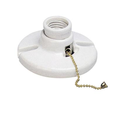 China Ceramic Screw Wall Socket E27 Socket With Chain Switch for sale