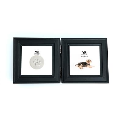 China Modern Stylish Hot Gift 4X4IN Dog or Cat Paw Print Pet Keepsake Photo View with Clay Pawprint Imprint Kit Pet for sale