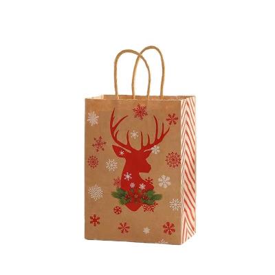 China Biodegradable Netting Coated Bag Cheap Christmas Custom Printing Gift Bags Kraft Paper Tote Shopping Bag for sale