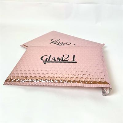 China Shock Resistance Customize Mailers Compostable Bag Flat Folding Cooler Bags Rose Gold Metallic Bubble Mailer for sale