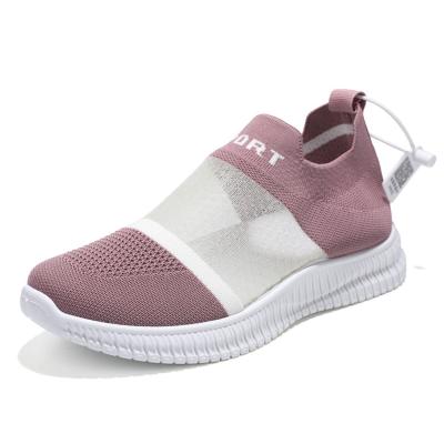 China Breathable Ready To Ship Women Translucent Fly Knitting Style Sport Breathable Walking Shoes for sale