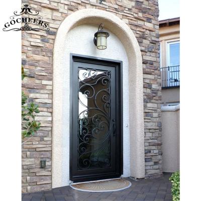 China Waterproof Front Exterior Exterior Cast Iron Door Modern Design Entrance Wrought Iron Door for sale