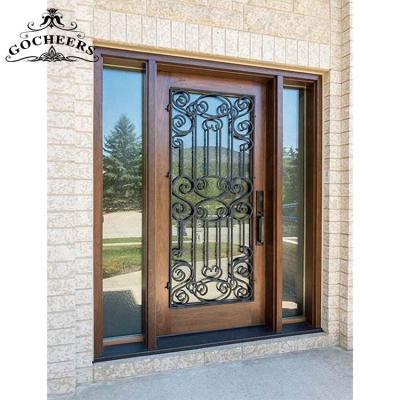 China Waterproof Iron Wood Entry Doors Iron Interior Door Wrought Iron Wood Interior Wood Door for sale