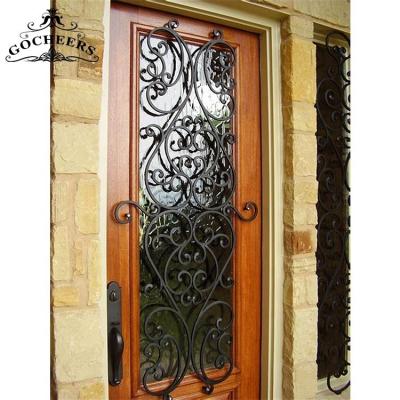 China Waterproof Modern Design Wooden Main Door Iron Entry Door Wrought Iron Wood Interior Door for sale