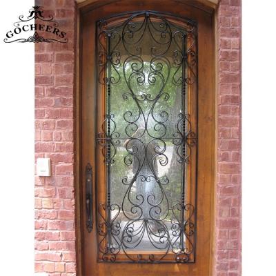 China Waterproof Modern Design Wooden Main Door Iron Entry Door Wrought Iron Wood Interior Door for sale