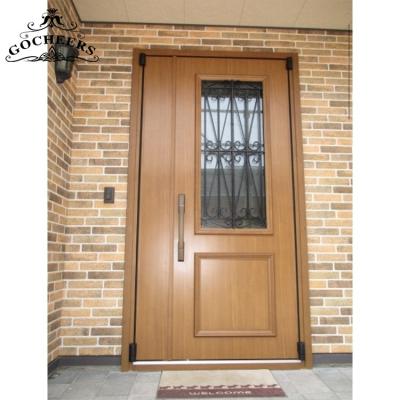 China Waterproof Wood Door Entry Wrought Iron Door Front Entry Solid Wood Interior Wood Doors for sale