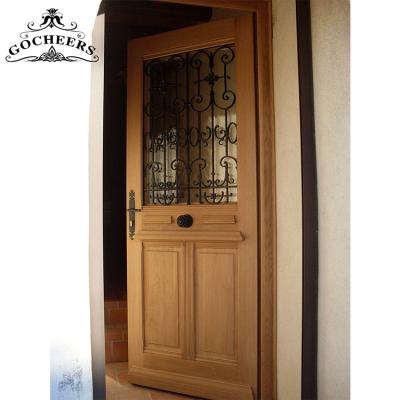 China Waterproof Modern Design Entry Door Iron Front Door Wrought Iron Wood Wooden Door for sale