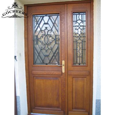 China Waterproof Modern Wooden Door Design Front Interior Wrought Iron Entry Iron Wood Door Interior Wood Door for sale