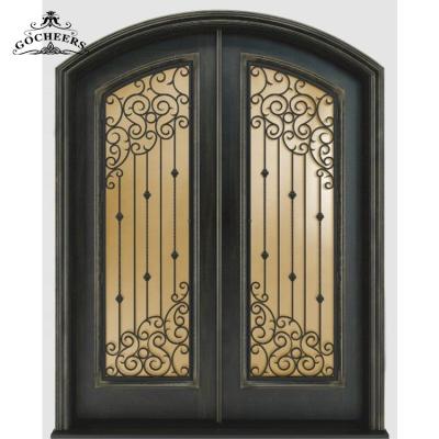 China Waterproof Modern Design Wooden Main Iron Door Interior Iron Door Wrought Iron Wood Entry Door for sale