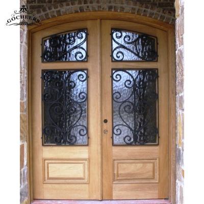 China Exterior Doors Exterior Doors Design Wrought Iron Entry Waterproof Modern Wood Door Wooden Main Wooden Door for sale