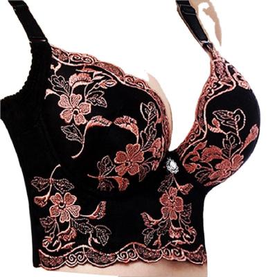 China QUICK DRY Manufacturer's Direct Selling Sexy Adjustable Big Embroidery Gathered Underwear Widened Flank 5-Row Breast Button Closed Bra for sale