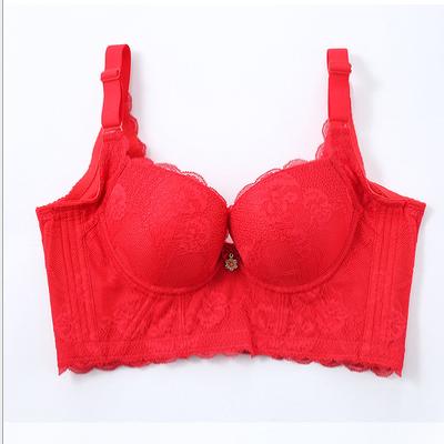 China QUICK DRY manufacturers wholesale new lace five breasted adjustable non steel ring gathered women's underwear and auxiliary breast bra for sale