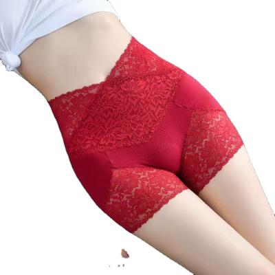 China Antibacterial Lace Big High Waist Women's Underwear Bottoming Waist Closure Pants Anti Light And Fat Can Be Worn Outside Shorts for sale