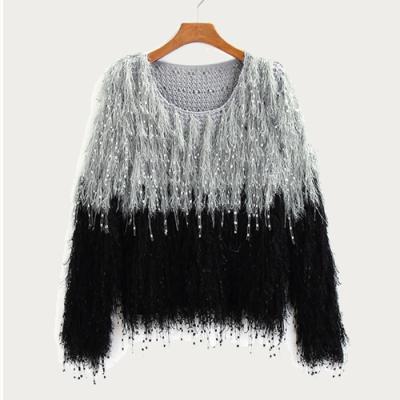 China Anti-Shrink Direct Deal Long Sleeve Loose Sleeve With Round Collar For Autumn New Tapered Fringed Knitted Sweater for sale