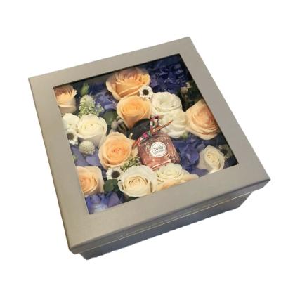 China Recyclable Flower Arrangement Flower Box In Flower Bouquet Gift Box Window Opening Package for sale