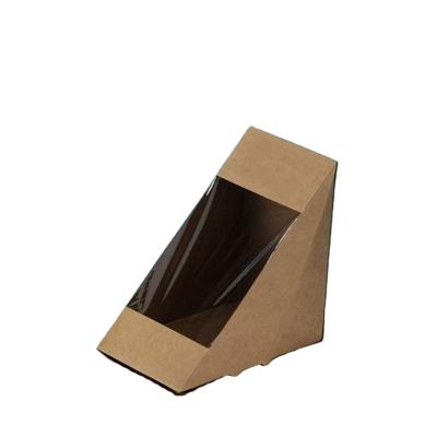 China Recyclable Biodegradable Disposable Kraft Paper Box With Windows Fast Food Wrap Sandwich Disposable Paper Box for sale