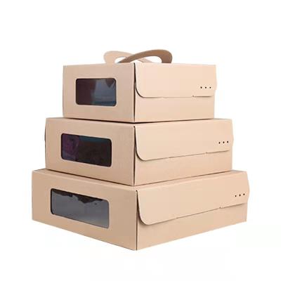 China Logo Design Kraft Paper Box Custom Recyclable Disposable Take Out Food Paper Box With Clear Window for sale