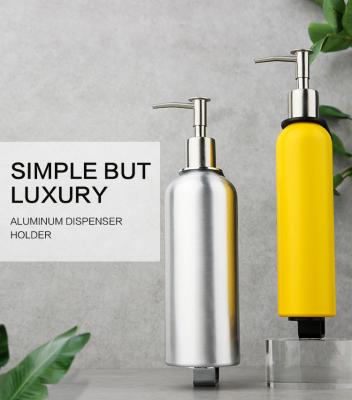 China Free Standing Touch Ceramic Shampoo Double Bottle Soap Maker Dispenser Double Bottle Hotel Home Bathroom Aluminum Wall Mounted Soap Dispenser for sale