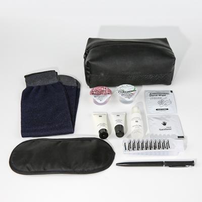 China New Design Amenities Set To Custom Design Personalized Mini Comfortable Toiletries Eye Mask Travel Bath Set Organic Bag Airline Amenity Kit for sale