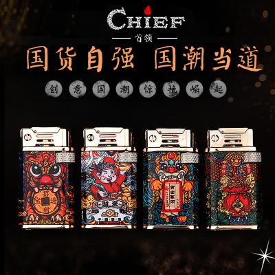 China Wholesale CHIEF Fancy Fancy Candle Flame Oil Lighter Metal Flint Smoke Metal Oil Lighter Refill Cigarette Accessories Smoking Manufacture for sale