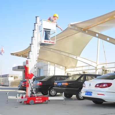 China Mini Platform Aerial Aluminum Work Hotels MPA-32 12m Electric Portable Type Single Mast Lift 159kg for sale