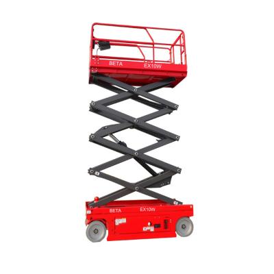 China Hotels EX10W 10m Electric Self Propelled Hydraulic Scissor Lift Scissor Lift Platform 450kg for sale