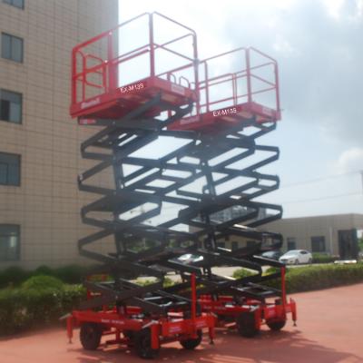 China Hotels EX-M13S 13m Hydraulic Electric Mini Extendable Platform Scissor Lift Trailers For Sale 450kg for sale