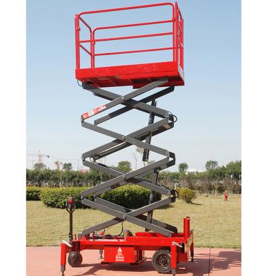 China Hotels EX-A11H 11m Electric Movable Electric Scissor Lift 24V Platform Outdoor for sale