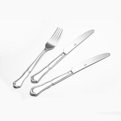 China New Viable Spring Summer Unique Stainless Steel Cutlery Set Flatware Knife Silver Fork Spoon Dinner Set For Hotel for sale