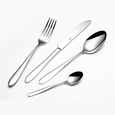 China Viable Luxury Bulk Luxury Spoon Fork Knife Serving Set Cutlery Stainless Steel Sliver Flatware Serving Set for sale