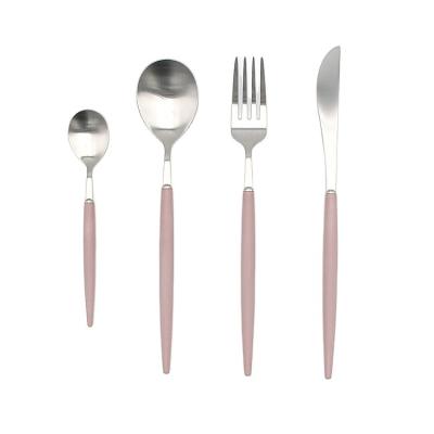 China Sustainable Modern Design Pink INS Cutlery Set Spoon Luxury Fork Set Cutlery Sets for sale