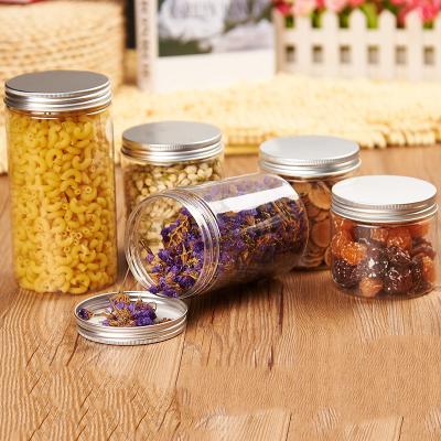 China 100G Food China Supplier Empty Clear Plastic PET Wide Mouth Jar 100Ml With Metal Screw Lid Aluminum Silver Black Cap for sale