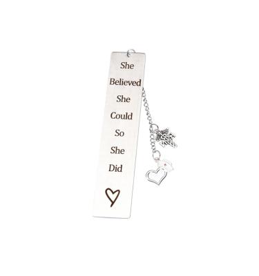 China Education She Believed She Could So She Did Mark Nurse Inspirational Gradutaion Gift Stainless Steel Book Mark Nurse Gift for Nurse Friends for sale