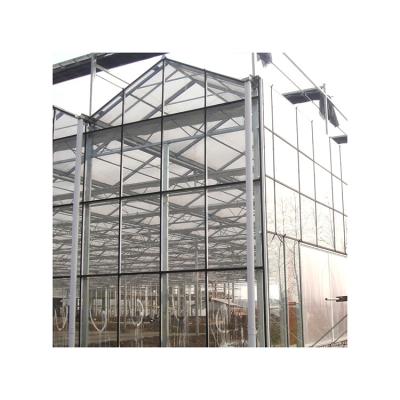 China Durable Commercial Agricultural Garden Venlo Glass Multi-span Controller Climate Glass Greenhouse for sale