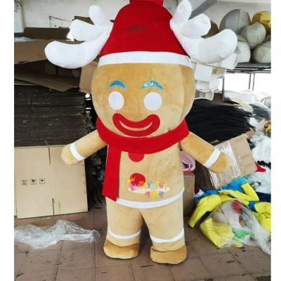 China CE Hot Sale Cartoon Party Gingerbread Man Mascot Costume Adults Christmas Inflatable Costumes For Party for sale