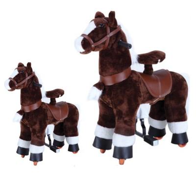 China Optional Balance Toy Mechanical Rocking Horse Musical Rocking Horse Plush Toy CE Wheels Fun Pony Toy for sale