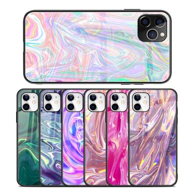 China Glossy Mobile Cover Tempered Glass Mobile Back Hard Cover Hot Sale Laser Candy Laser Design Paper Printing Glossy Phone Case For iPhone 12 11 X XS XR Case for sale