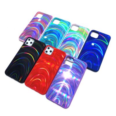 China Shockproof for Amazon retail phone case; TPU Rainbow Laser Plating Acrylic Mobile Cover For iPhone X XR 7 8 11 Coque Casing for sale