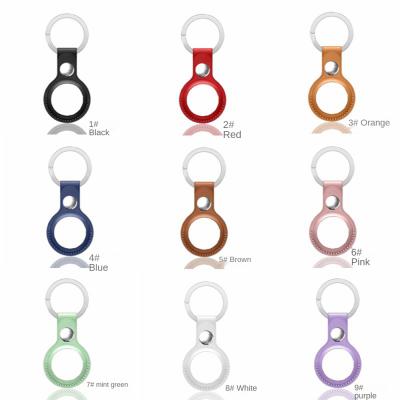 China Newest Anti-drop For Airtag Case PU Leather For Apple Airtags Tracker Tracking Stand Collar Buckle Leather Case With Keychain for sale