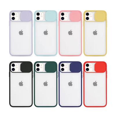 China Hot Selling Shockproof Protective Camera Lens Sliding Acrylic TPU Phone Case For iPhone 6 7 8 X Xr 12 11Pro Max Matte Mobile Cover for sale