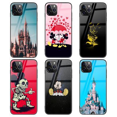 China Anti-fall Customized Glass Coque For iPhone 12 XS XR 11Pro Glossy Cartoon Print Phone Case For Samsung A30 S10 S20 Back Mobile Case for sale