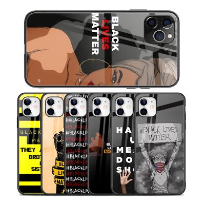 China Customized Parchute Printing Black Lives Matter Designer Glossy Glassy Phone Case For iPhone 7 8 12 Bags And Max 11Pro Cell Phone Cases for sale