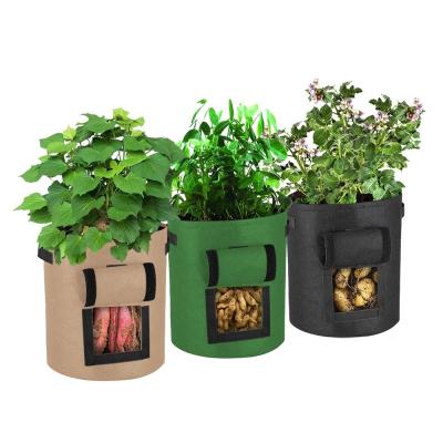 China Promotion Durable 2 7 10 20 25 30 100 Gallon Green HDPE Plant Tools Garden Care Cloth Pots Grow Bag Hydroponics For Plants for sale