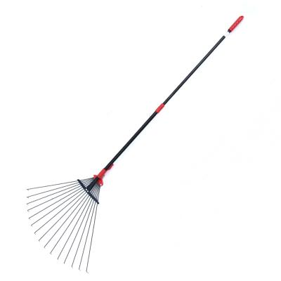 China Wholesale Telescopic Adjustable Leaf Rake Expandable Garden Rake Metal Folding Leaves Rake for Lawn Yard Flower Beds Roof for sale