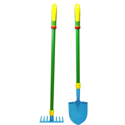 China Best Selling Kids Tools Backyard Gardening DIY Tools Light Weight Mini Garden Leaf Rake Shovel Long Handle for sale