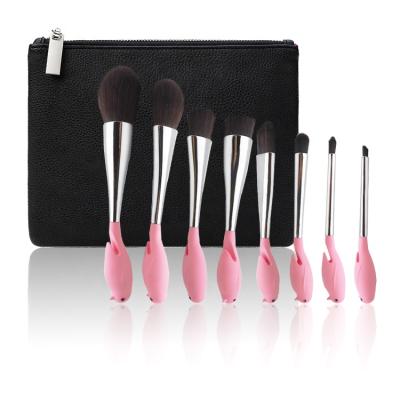 China Angular Blush 8 PCS Vegan Multifunctional Rubber Custom Makeup Brush Logo Perfect Silicone Privat Label for sale