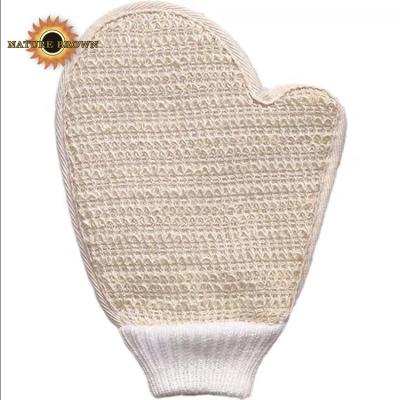 China EXFOLIATE High Efficiency Cotton Linen Glove Face Bathing Special Sisal Exfoliating Bath Gloves for sale