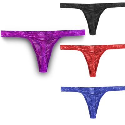 China Custom MOQ Underwear Slim Male Small Boy Under Panties G - Sexy Breathable Lace Sissy Lingerie Thong Low Waist String For Men for sale