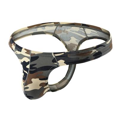 China Breathable camouflage celana-dalam-pria-gay dye printing men sexy g-string bikini underwear slip tanga male men's thongs and g-strings for sale