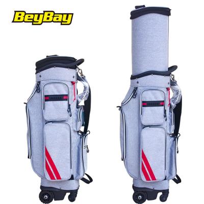 China Custom Waterproof Nylon Leather Hard Case Golf Bag Travel Waterproof Golf Bag With Wheels for sale